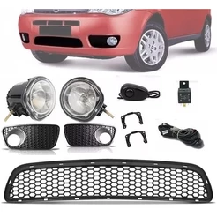 Kit Farol de Milha Neblina + Grade Para-choque Central Fiat Palio Celebration 2004 à 2011