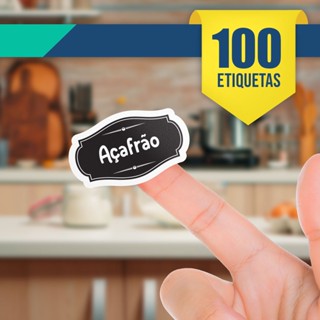 100 Etiquetas Adesivas em Vinil Para Temperos Potes Organizadores Mantimentos Adesivo Recortado 5x3 cm