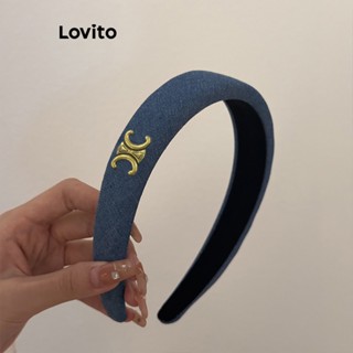 Lovito Faixa de Cabelo Simples com Padrão para Mulheres LFA03119 (Azul)