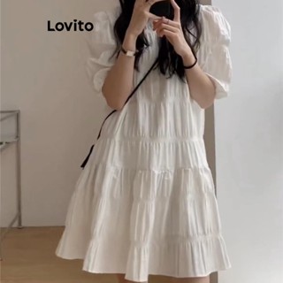 Lovito Vestido Básico Simples sem Mangas para Mulheres LNA16150 (Branco)