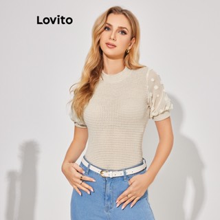 Lovito Camiseta com Estampa Floral e Detalhes em Tecido para Mulheres LBE04034 (Damasco)