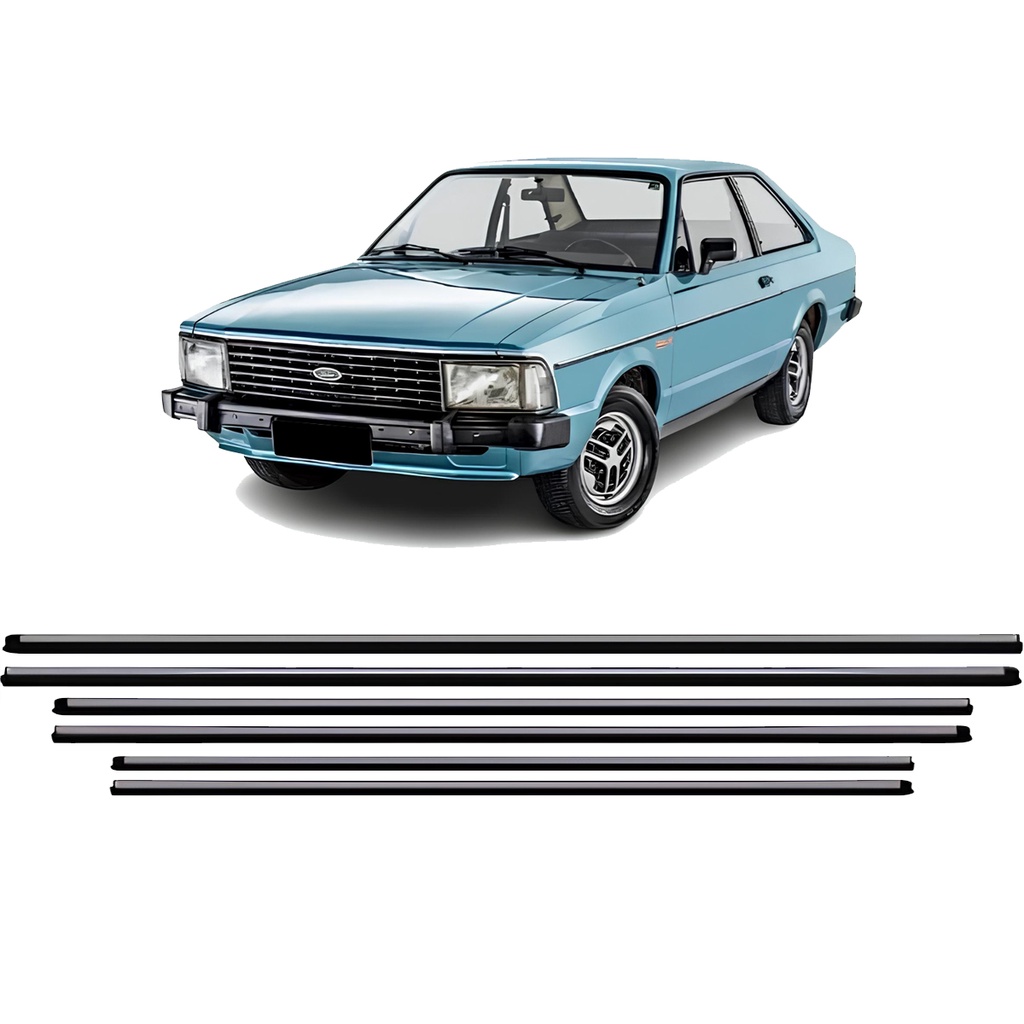 Jogo Friso Lateral Corcel Belina 1 1979 1980 1981 1982 1983 1984 Preto Modelo Fino