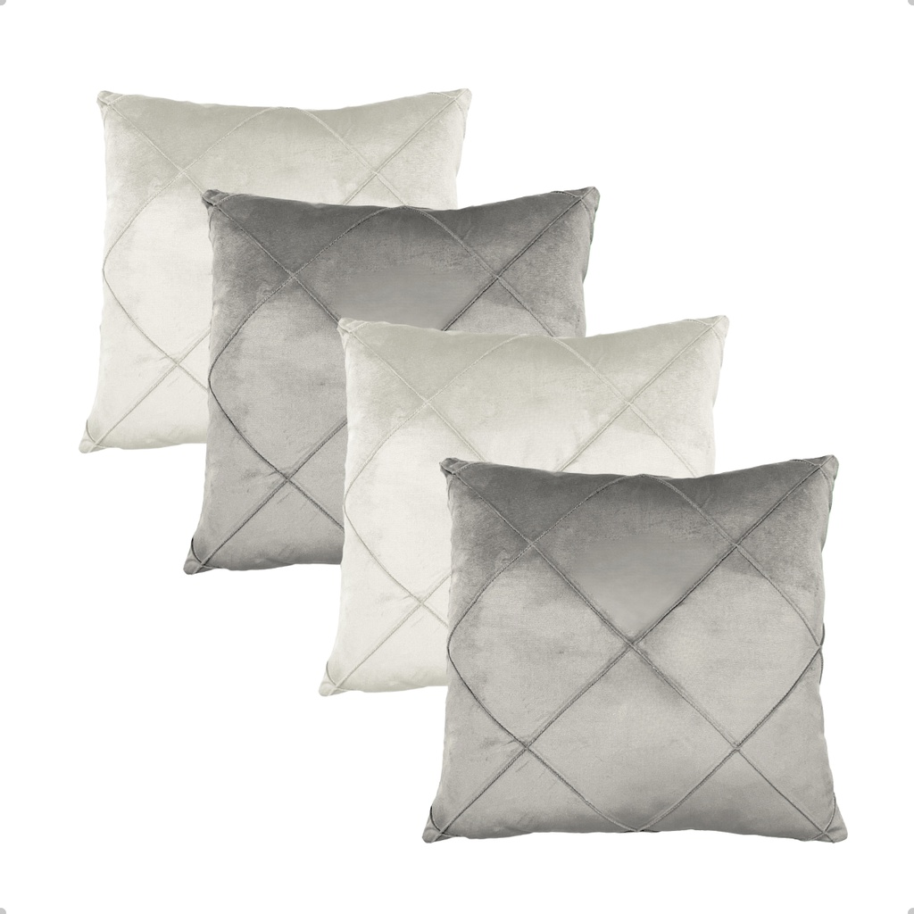 Kit 4 Capas de Almofada Suede Off White e Cinza em Oferta na Shopee