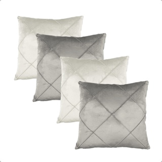 Kit 4 Capas de Almofada Suede Off White e Cinza em Oferta na Shopee