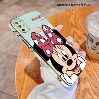 Para Motorola Moto G9 Plus G9 Play G9 Power G8 G8 Lite Face Holding Minnie Luxury Plating TPU Capa Macia Câmeras Completas Protetora À Prova De Choque Telefone