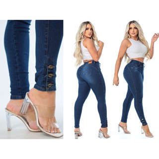 Calça Jeans Feminina Levanta Bumbum Com Lycra Cintura Alta