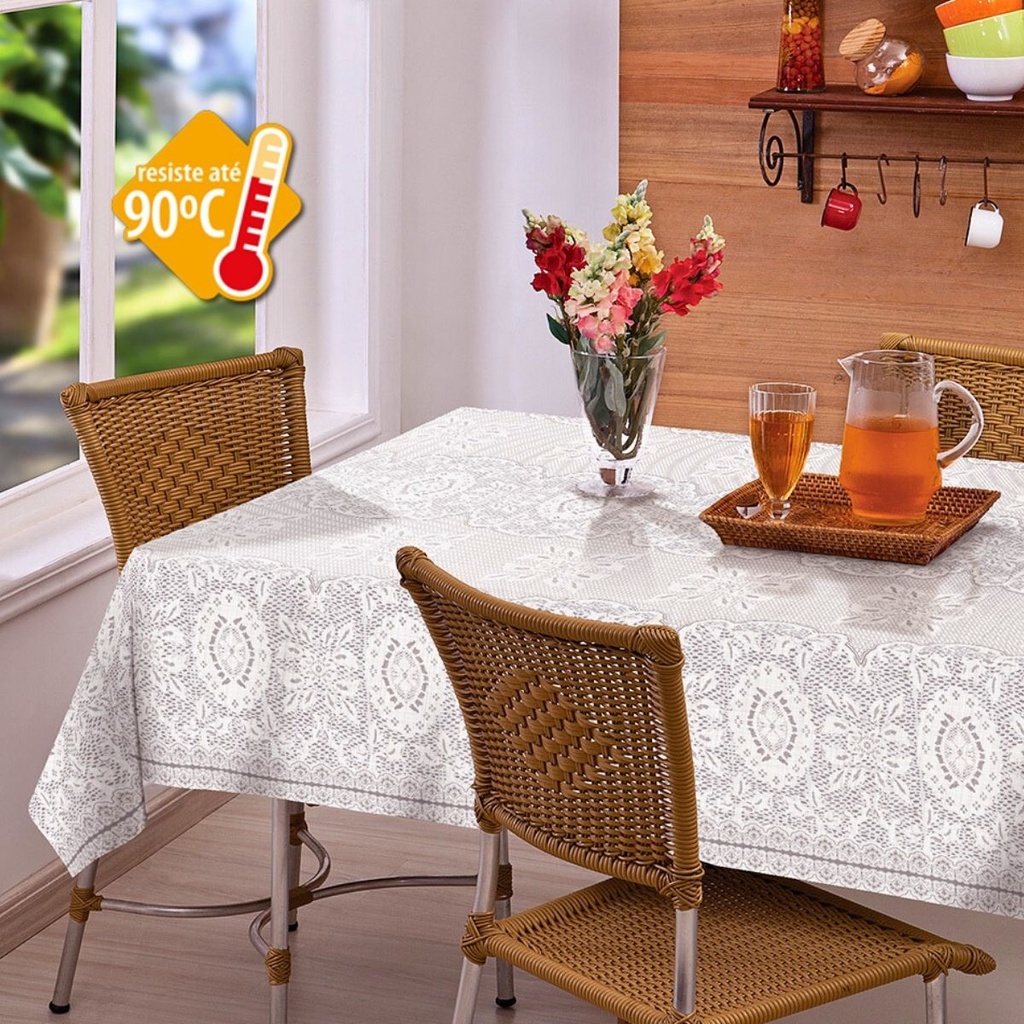 Toalha De Mesa 6 Cadeiras Limpa Fácil Luxo 2,00 x 1,40 Térmica Impermeável Retangular Forro De Mesa Decoração Cozinha