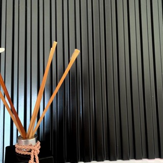 Kit c/10 Placas Decorativas de PVC Tipo Ripado Preto Sala