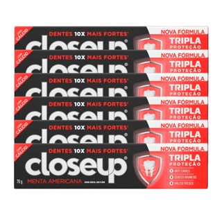 Kit Creme Dental com flúor Closeup Triple Menta Americana 70g - 6 Unidades