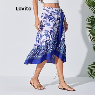 Lovito Saia Estampa Boho Tribal Bow Wrap Para Mulheres LBL07057