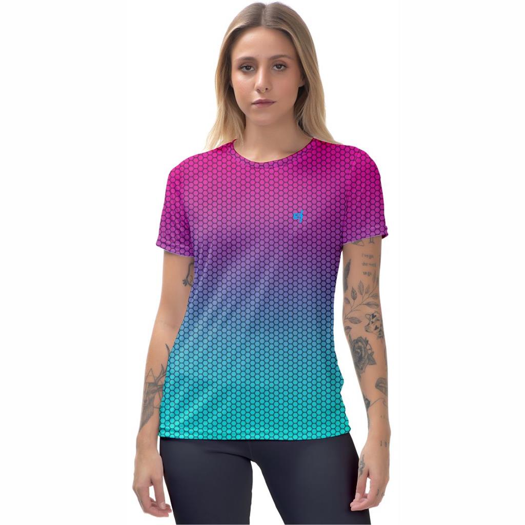 Camiseta  Feminina Fitness Estampada Academia Blusa Caminhada Fitness Dry Fit Antitranspirante Treino