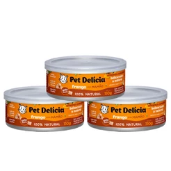 KIT 3 Ração Úmida Pet Delícia Gatos Frango com Mamão 110g