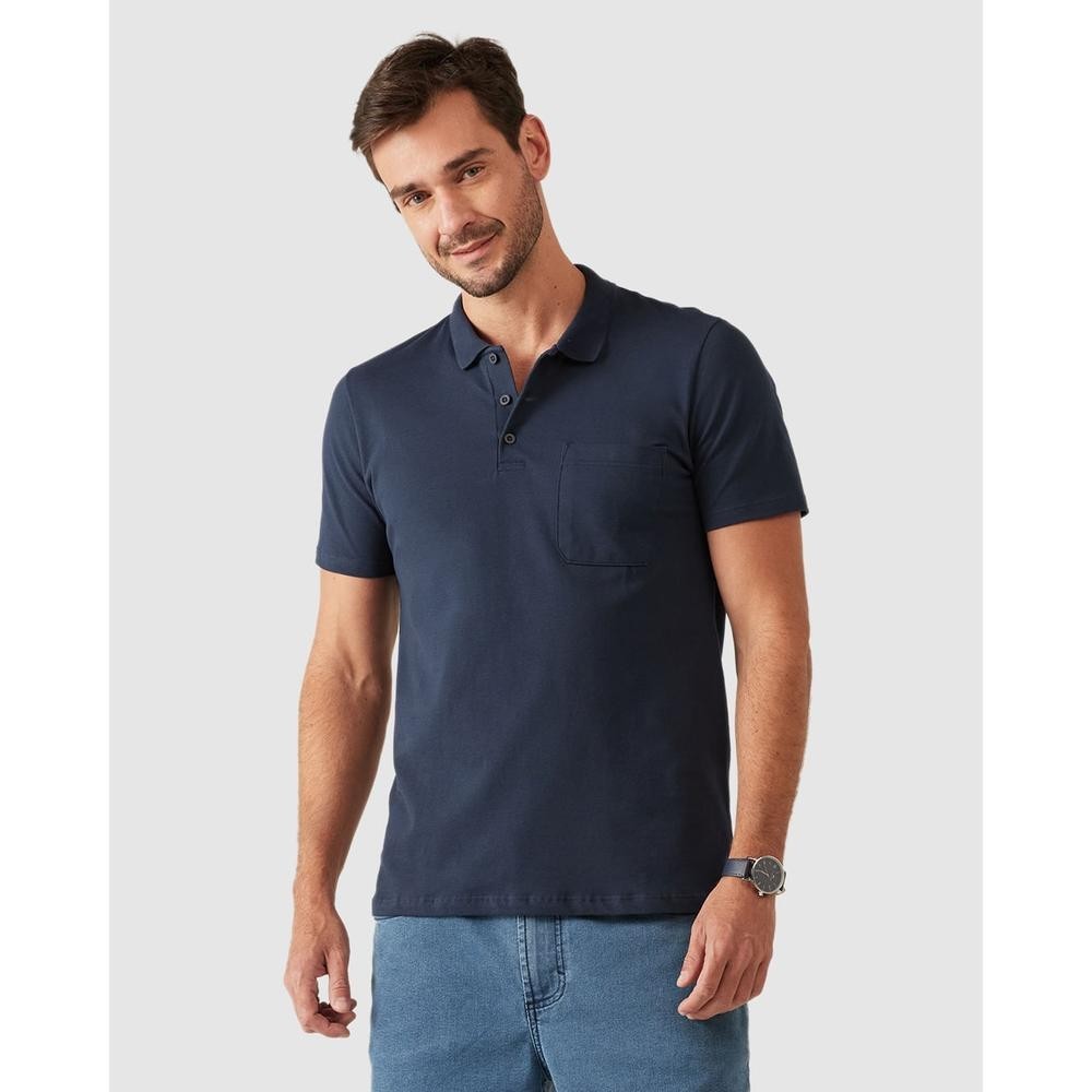 Camisa Polo Básica Masculina Gola Esporte E Bolso Piquet Stretch em Oferta na Shopee