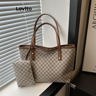 Lovito Casual geométrico Retro flor capacidade bolsa de ombro para mulher LFA64088