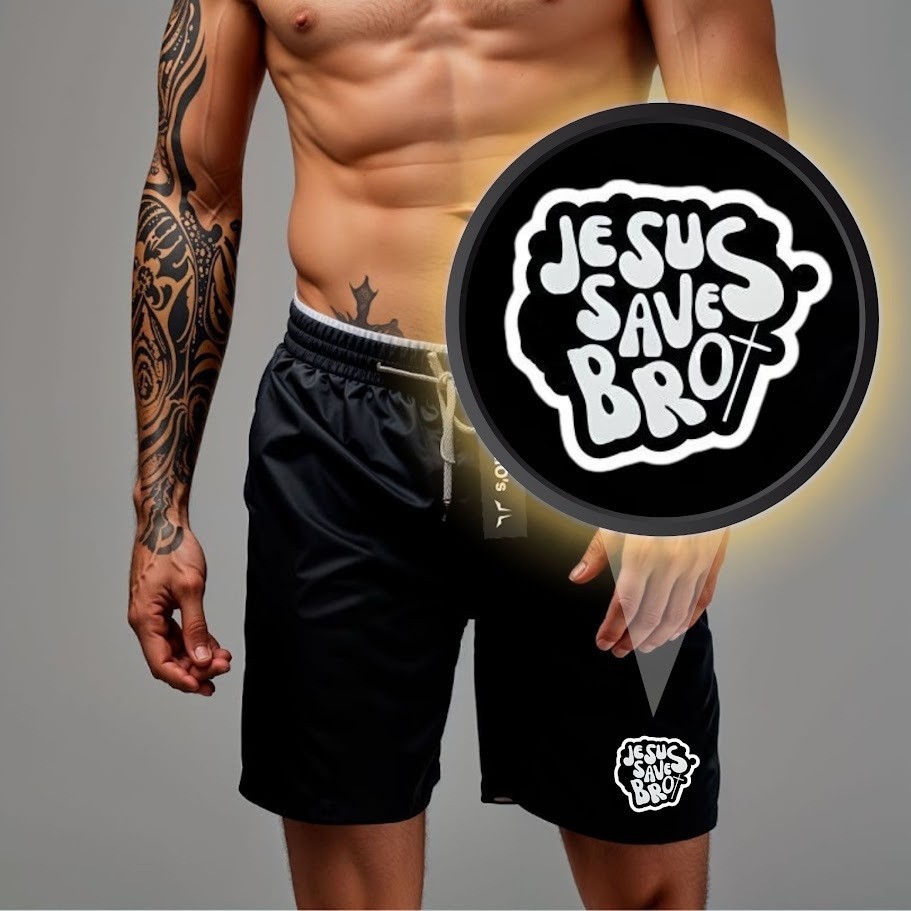 Bermuda  Mauricinho Antiodor Esportiva Jesus Salv 02 -  Academia Corrida , treino Crossfit esportiva Cristão