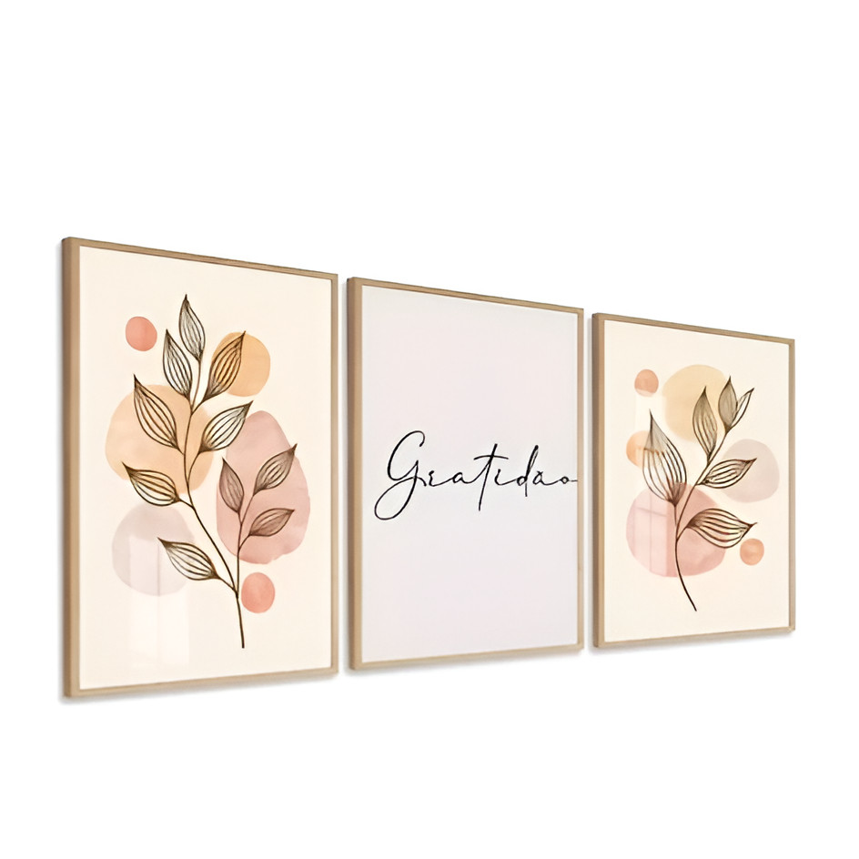 Quadros Decorativos 3 Peças Gratidão Flor Minimalista Abstrato Sala Quarto Escritório em Oferta na Shopee
