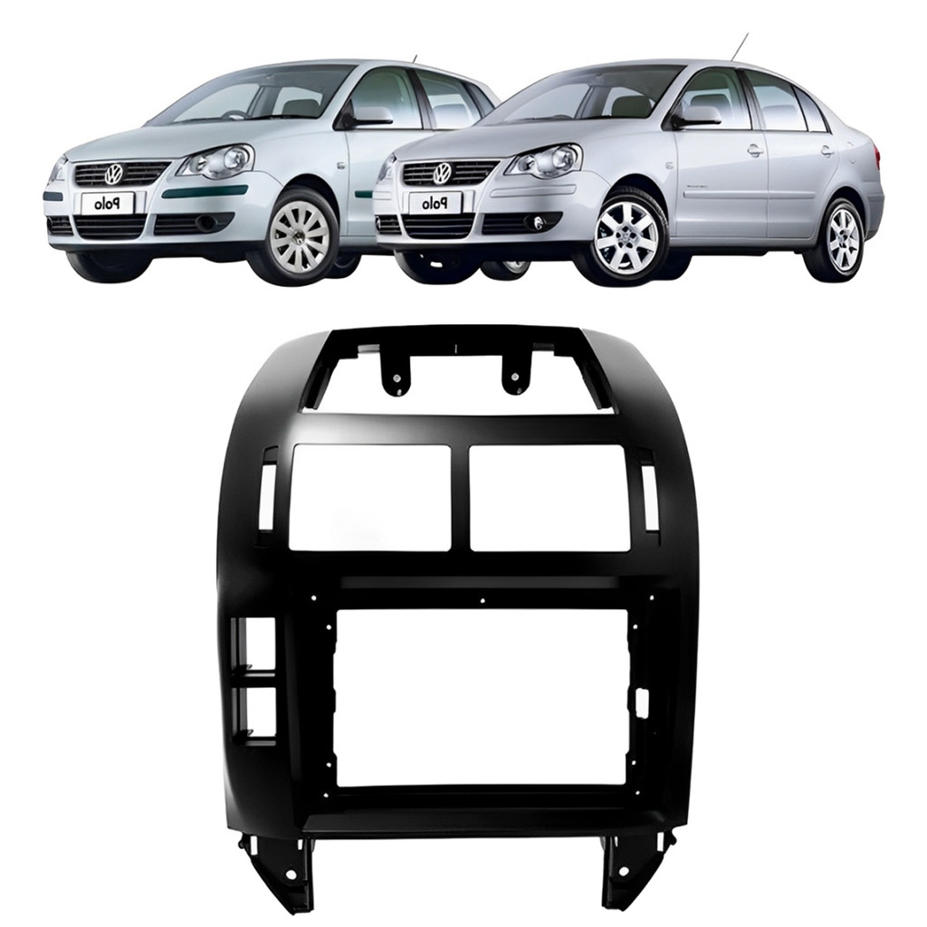 Moldura Painel Central Multimidia 9 Polegadas Polo Hatch Sedan 2003 à 2011 Preta Expex Epx9vw011 Som em Oferta na Shopee