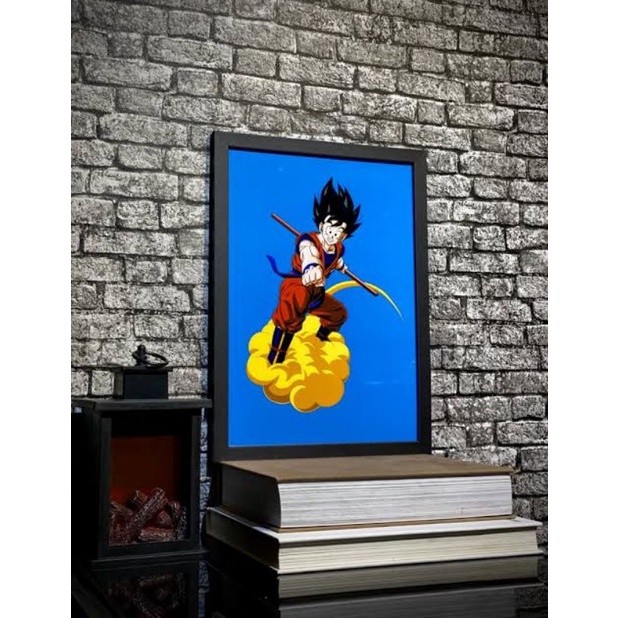 Quadro placa decorativa Dragon Ball Goku na nuvem 20x30Alta Qualidade 4k