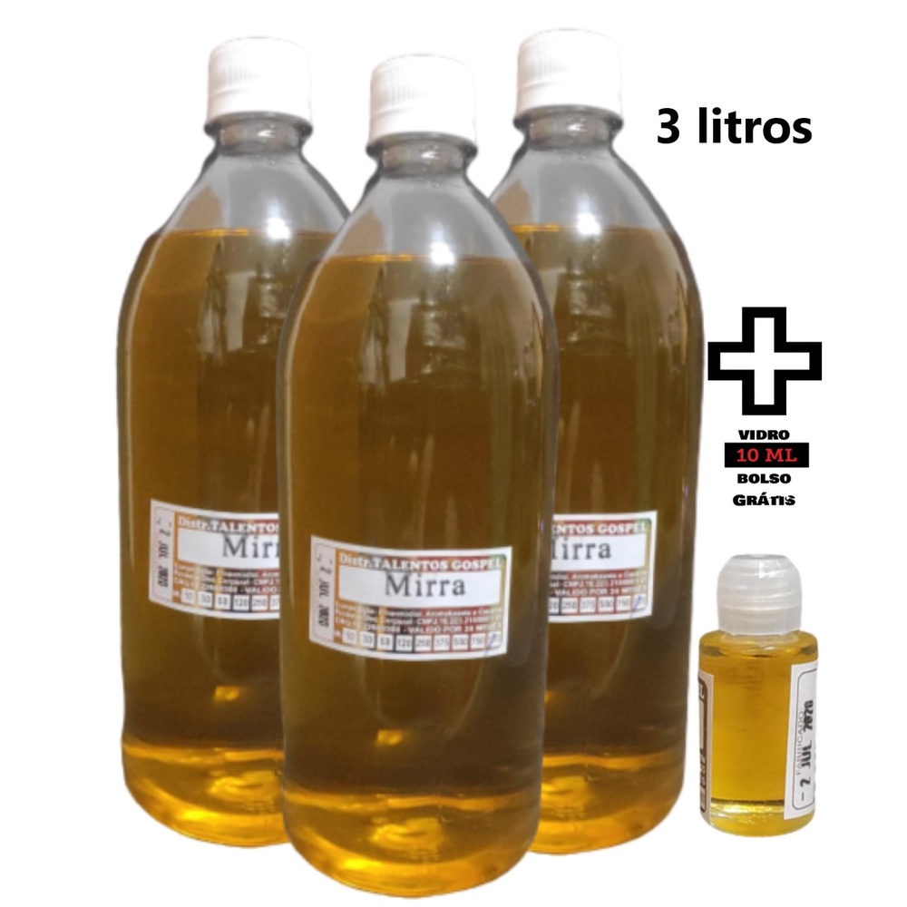 Lote Óleo Para Unção Mirra 3 Litro + 10 Ml Bolso Grátis