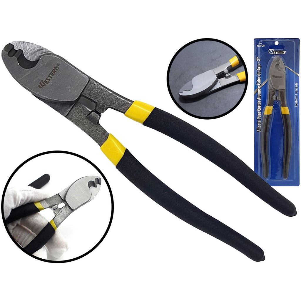 Alicate de Corte Para Arame E Cabo E Aço Preto E Amarelo 9 1/2" Western ACA-10 em Oferta na Shopee