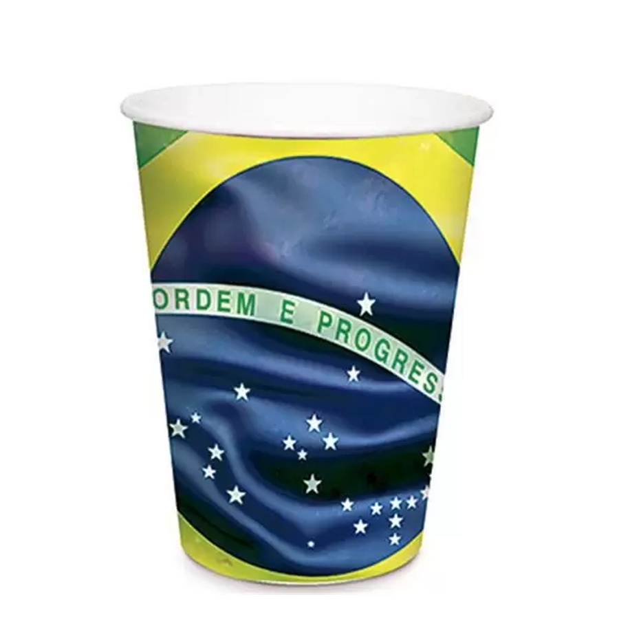 Copo - Bandeira Do Brasil - 240ml - 8 unidades - Cromus - Rizzo em Oferta na Shopee