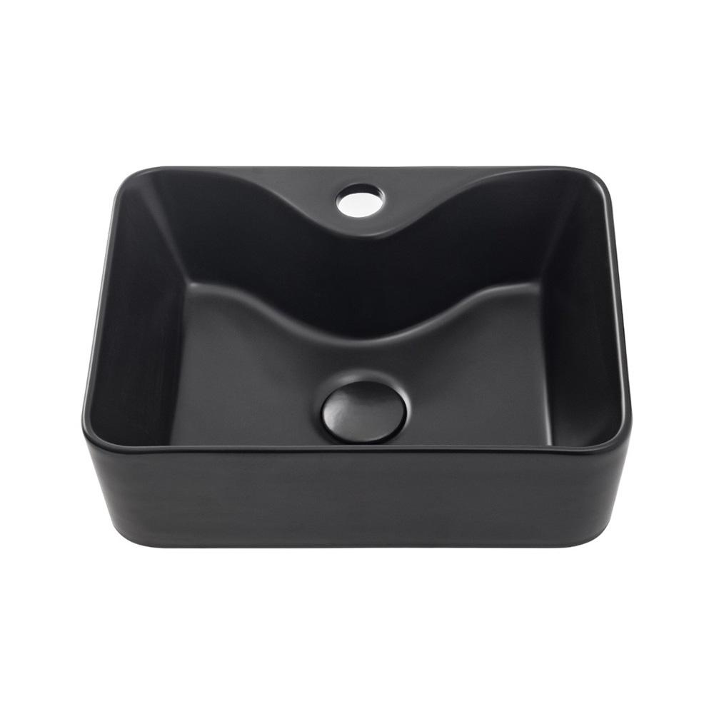 Cuba De Apoio Para Banheiro Retangular Slim Louça Cerâmica 40 cm Cornalina Pingoo - Preto Fosco - Home & Living