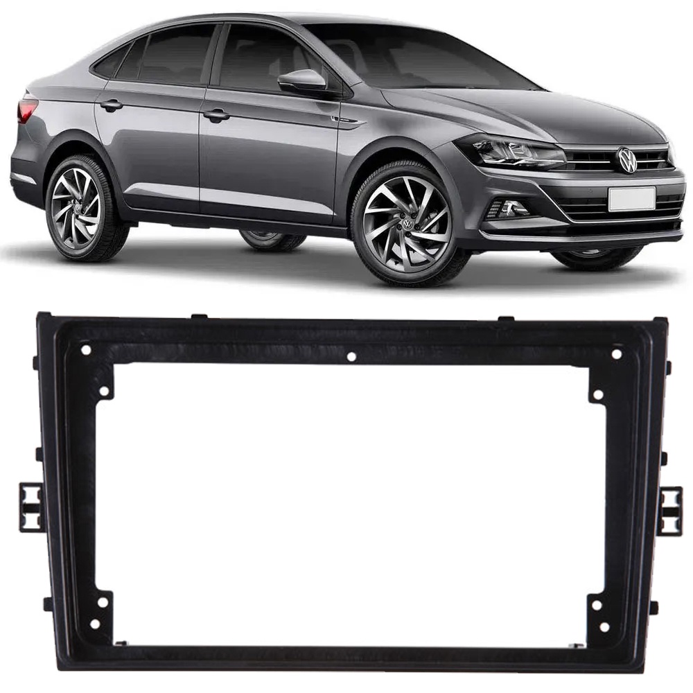 Moldura De Painel 2 Din 9" Polegadas Vw Virtus 2017 Em Diante