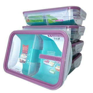 Kit 3 Potes Com Divisórias Para Alimentos Marmita Fit Empilhavel Sanremo Roxo em Oferta na Shopee