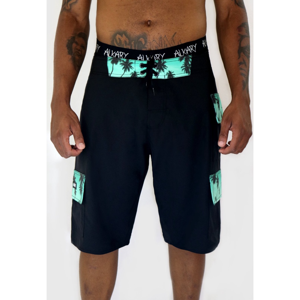 Bermuda Bolsos Coqueiro Verde Água Surf Alkary