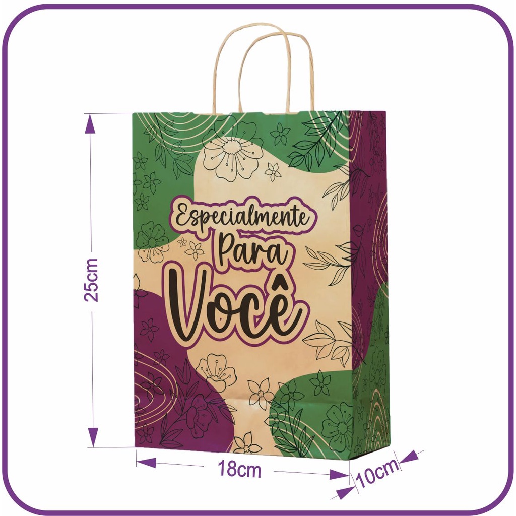 Sacola Kraft Especialmente para Você - 50 Unidades - PP (18x10x25)