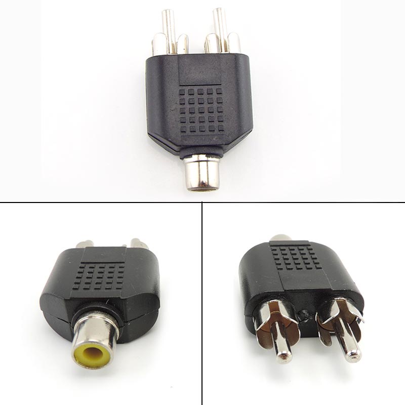 2 RCA Y Divisor Conector AV Áudio Vídeo Plug Conversor Cabo Macho Fêmea 2 Em 1 Adaptador BRH1