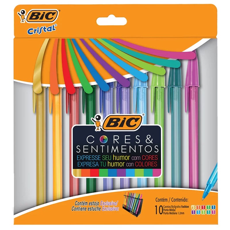 Caneta esferografica cores e sentimentos com 10 cores 971202 Bic em Oferta na Shopee