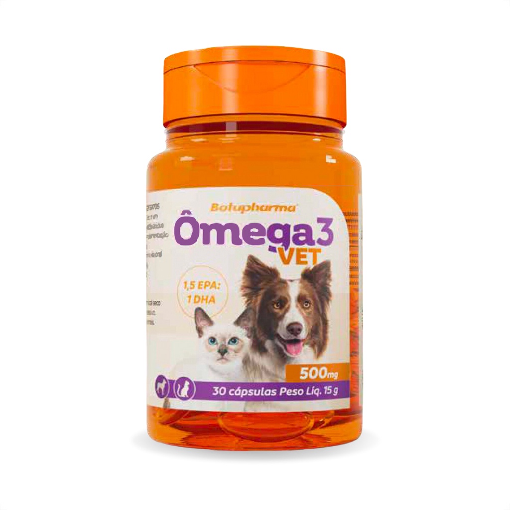 Ômega 3 Vet 500mg Suplemento Alimentar Botupharma - 30 Cápsulas