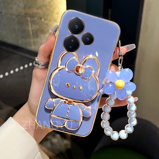 Caixa De Proteção Contra Choques infinix hot 30 play 30i Phone Case TPU 3D Rabbit Stereo Stand Ultra Fina Eletroplatada Com Bracelete