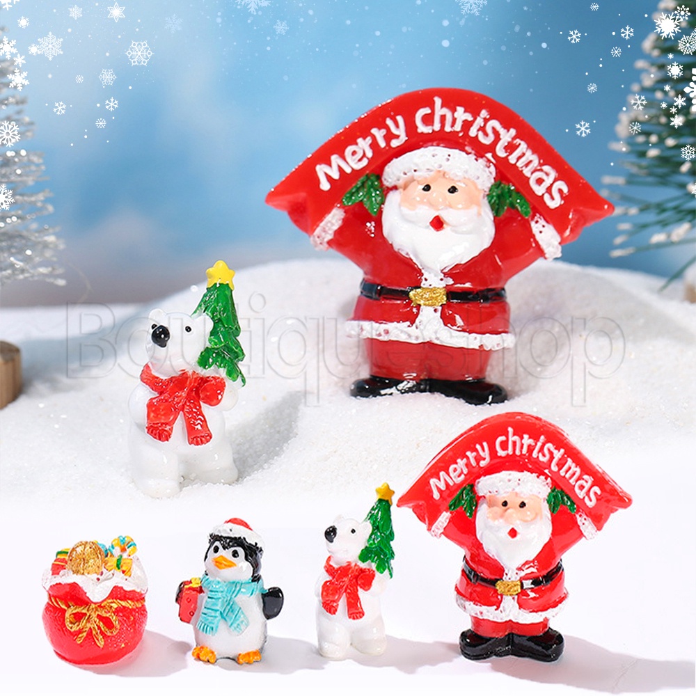 [Destaque] Miniaturas Ornamento De Alce De Boneco De Neve De Papai Noel/Decoração De Mesa De Pinguim Fofo/Mini Estatueta
