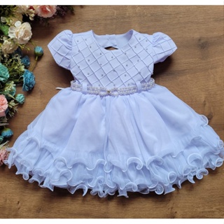 Vestido infantil batizado bebe branco recem nascido a 1 ano daminha em Oferta na Shopee