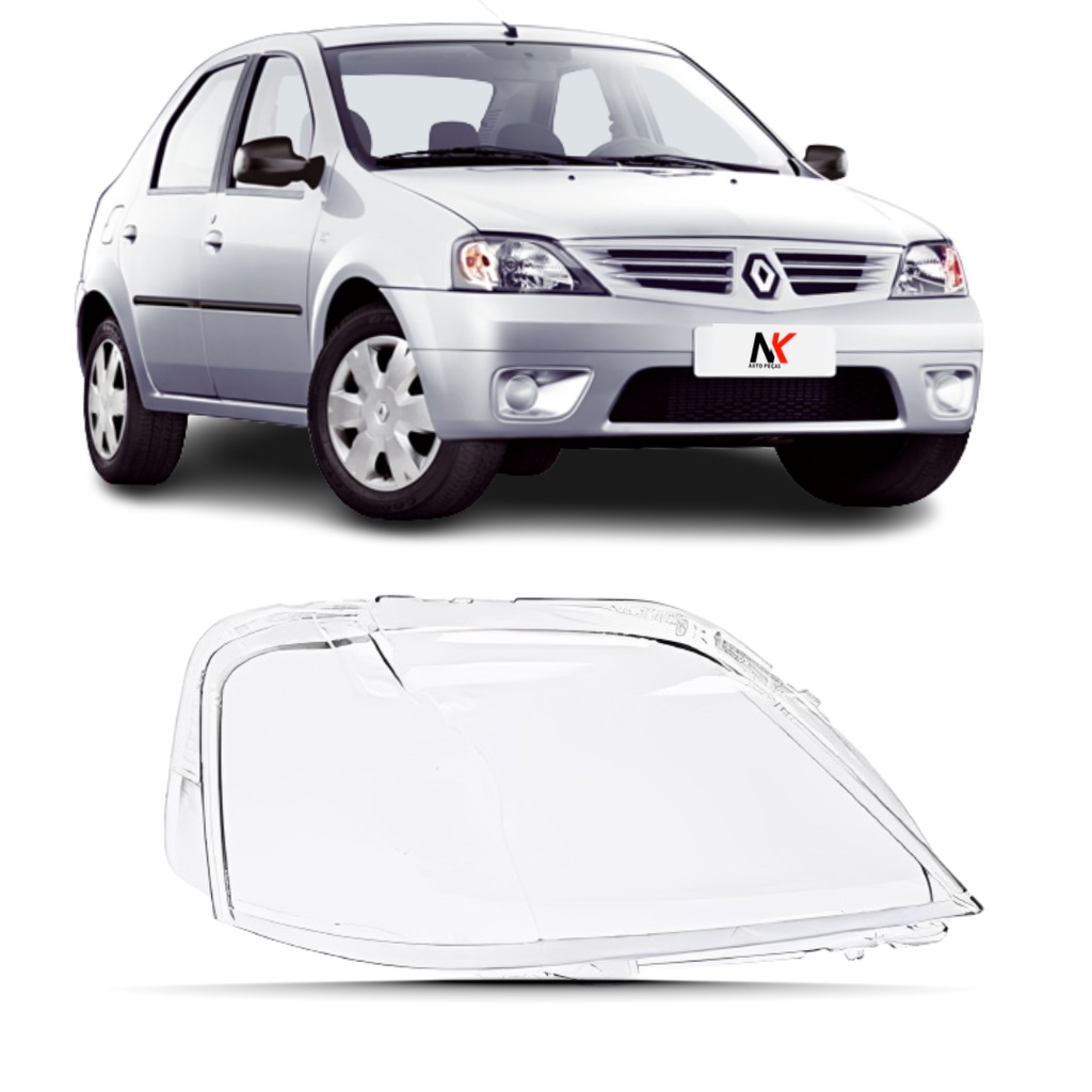 Detalhes do Par Lente Farol Renault Logan 2007 2008 2009 2010