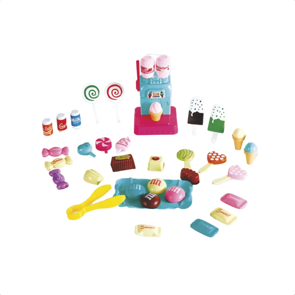 Brinquedo Infantil Kit Doce Boutique Sorvete 33 Peças Máquina Docinhos Pratinhos - Fenix Brinquedos BTC-848