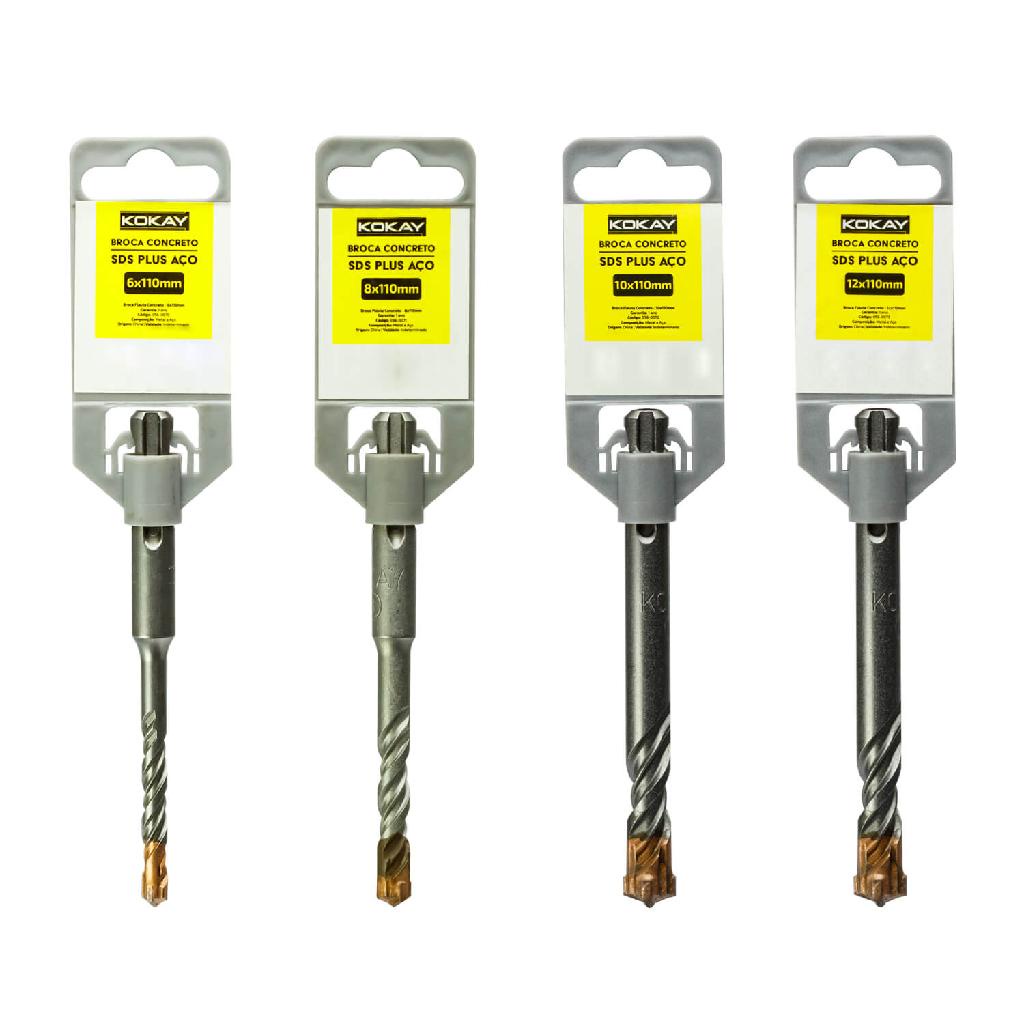 Conjunto De Brocas Concreto Sds Plus em Aço - 6 a 12mmx110mm