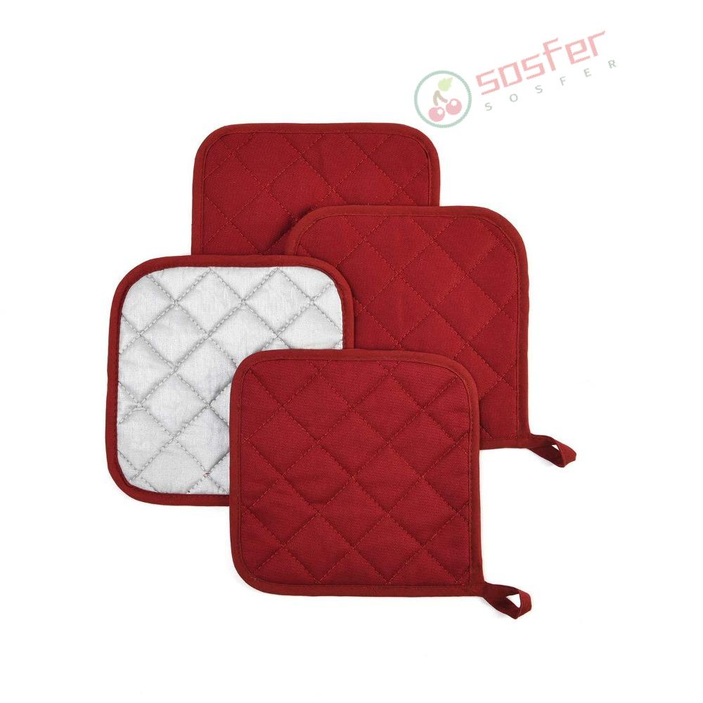 SOSFER 4 Pcs Suporte Para Panelas , Almofadas Grossas Fornos Pesados , Fácil De Limpar Resistente Ao Calor , Durável 7 X 7 Polegadas Anti-Calcário Cozimento E Panificação