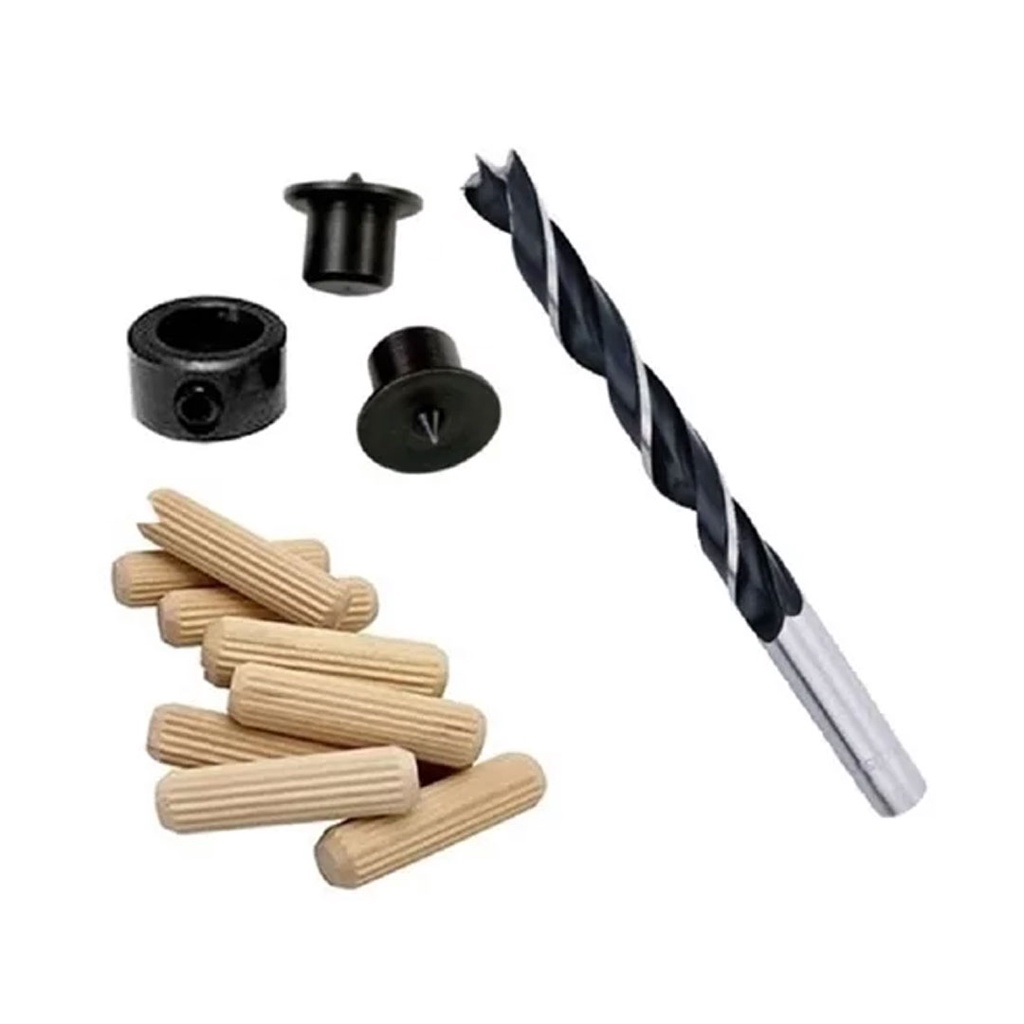 Kit Cavilhas com Broca Cavilha Limitador e Centralizador 10mm Marcenaria - Milescraft