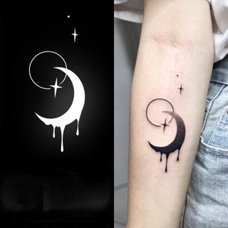 Ins Style Adesivos Para Tatuagem Brilhantes Do Sol E Da Lua Cor À Prova D