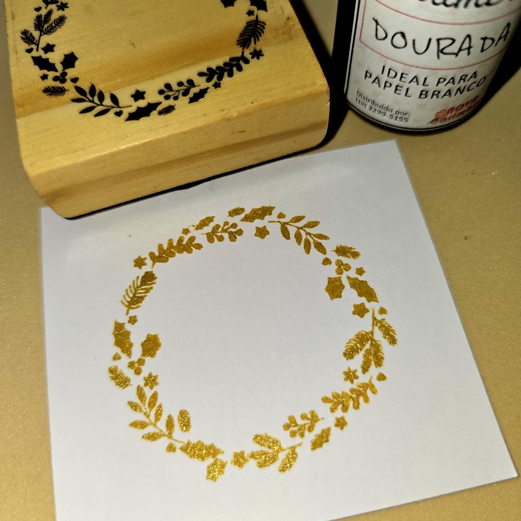 Tinta para carimbo - Dourada + Almofada N°3 em Oferta na Shopee