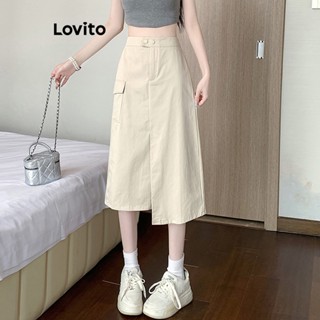 Lovito Saias Casuais Com Bolso Liso Para Mulheres LNE40527