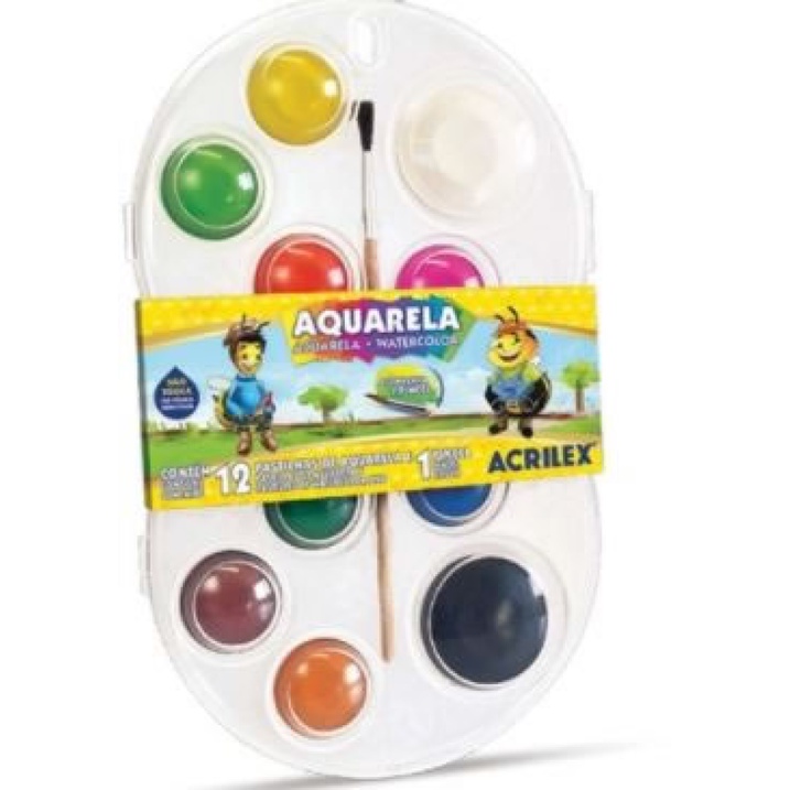 ESTOJO AQUARELA 12 CORES SEM COR    ACRILEX   18120000 em Oferta na Shopee