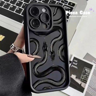 Simples E Criativo Caixa De Listras De Cobra Preta Fria Compatível Para IPhone 15 12 14 13 7Plus 11 Pro Max XR 15 7 6S 6 8 Plus X XS SE 2020 Olhos De Anjo Capa Macia À Prova De Choque Tpu