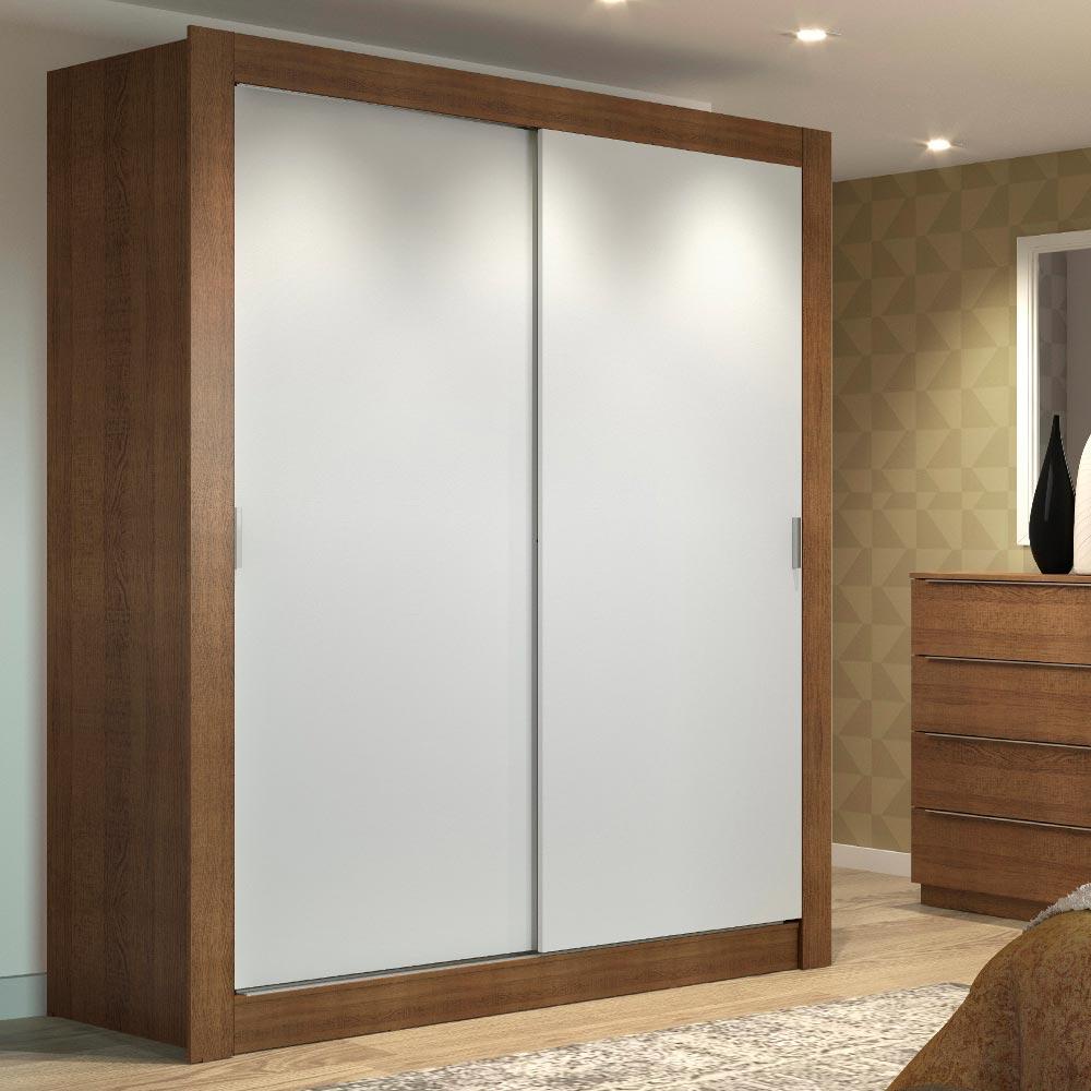 Guarda-Roupa Solteiro Madesa Dallas 2 Portas de Correr 2 Gavetas - Rustic/Branco - Home & Living