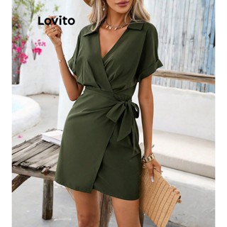 Lovito Vestido Casual Simples Com Franzido Para Mulheres LBL07085