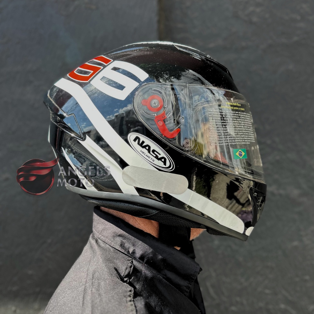 Capacete Nasa NS701 Spirit Preto Branco
