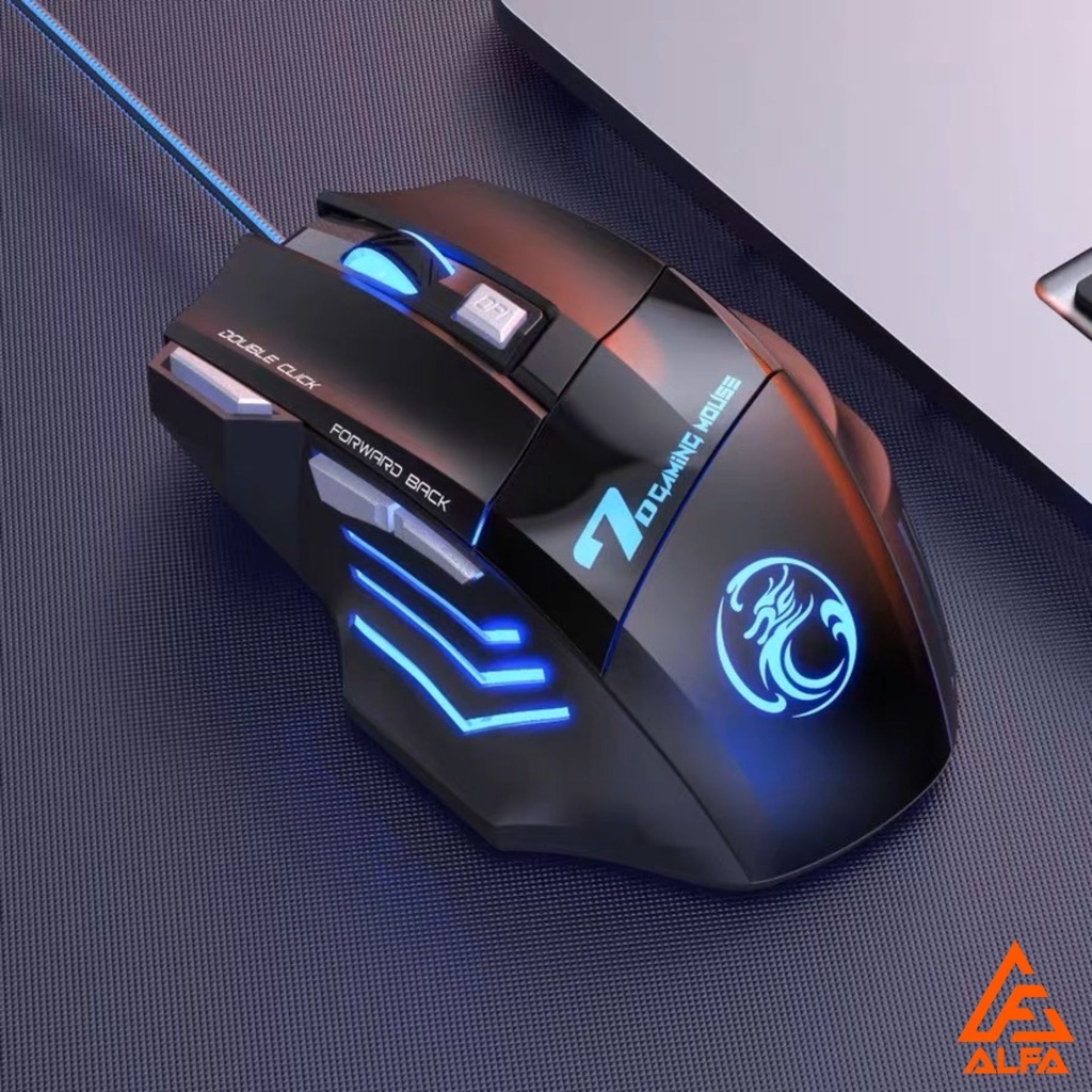 Mouse Gamer Laser X7 3200dpi Led Rgb Usb 7 Botões Profissional Original